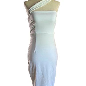 Olia Dress Women Small White One Shoulder Split Thigh Cocktail Bodycon Nightclub